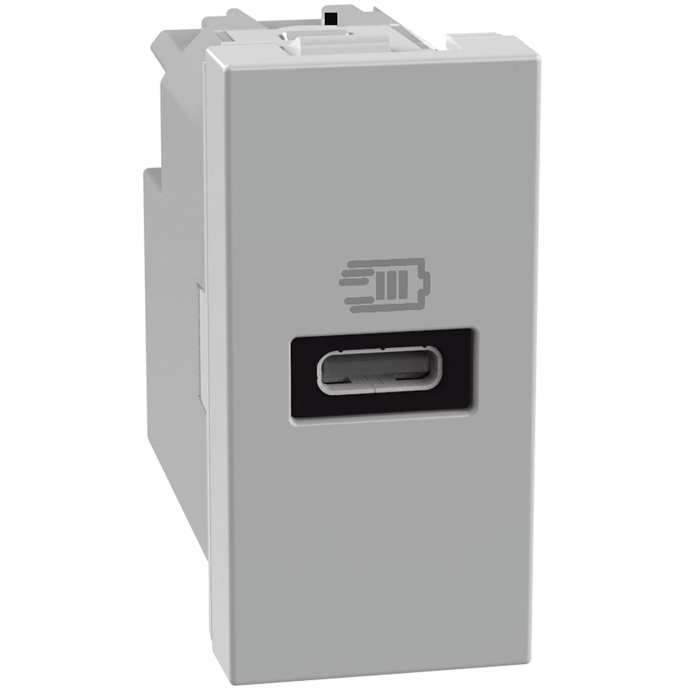 Presa usb BTicino MatixGo grigio singola tipo C a 20w con power delivery - JG4192C