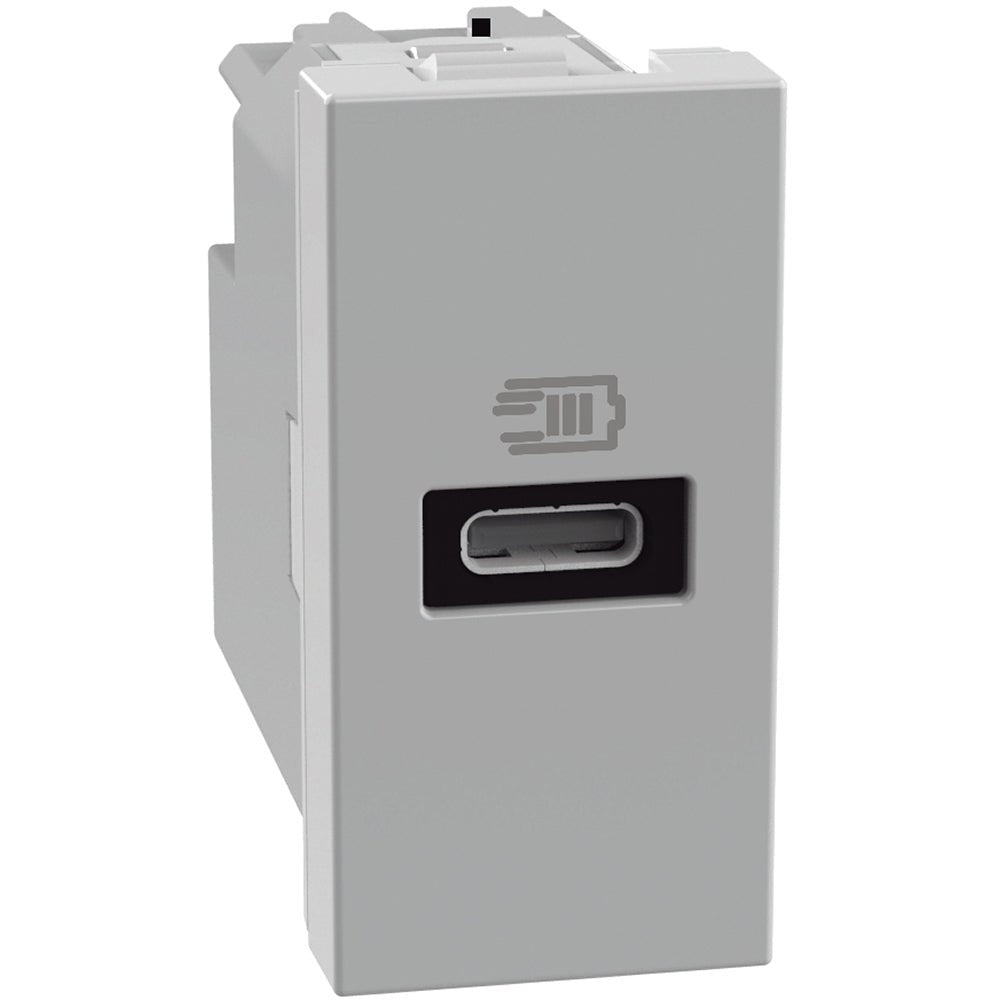 Presa usb BTicino MatixGo grigio singola tipo C a 20w con power delivery - JG4192C - Elettrohub.it