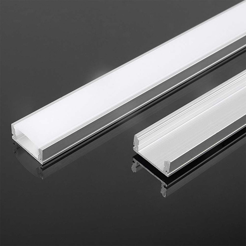 V-Tac PRO Profilo Piatto in Alluminio per Strisce LED a Superficie con Copertura Opaca Lunghezza 2 metri