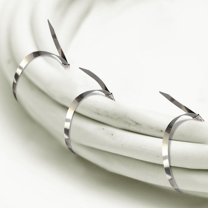 Confezione da 100 Fascette Stringicavo Autobloccanti in Acciaio Inox 4,6 X 200 MM