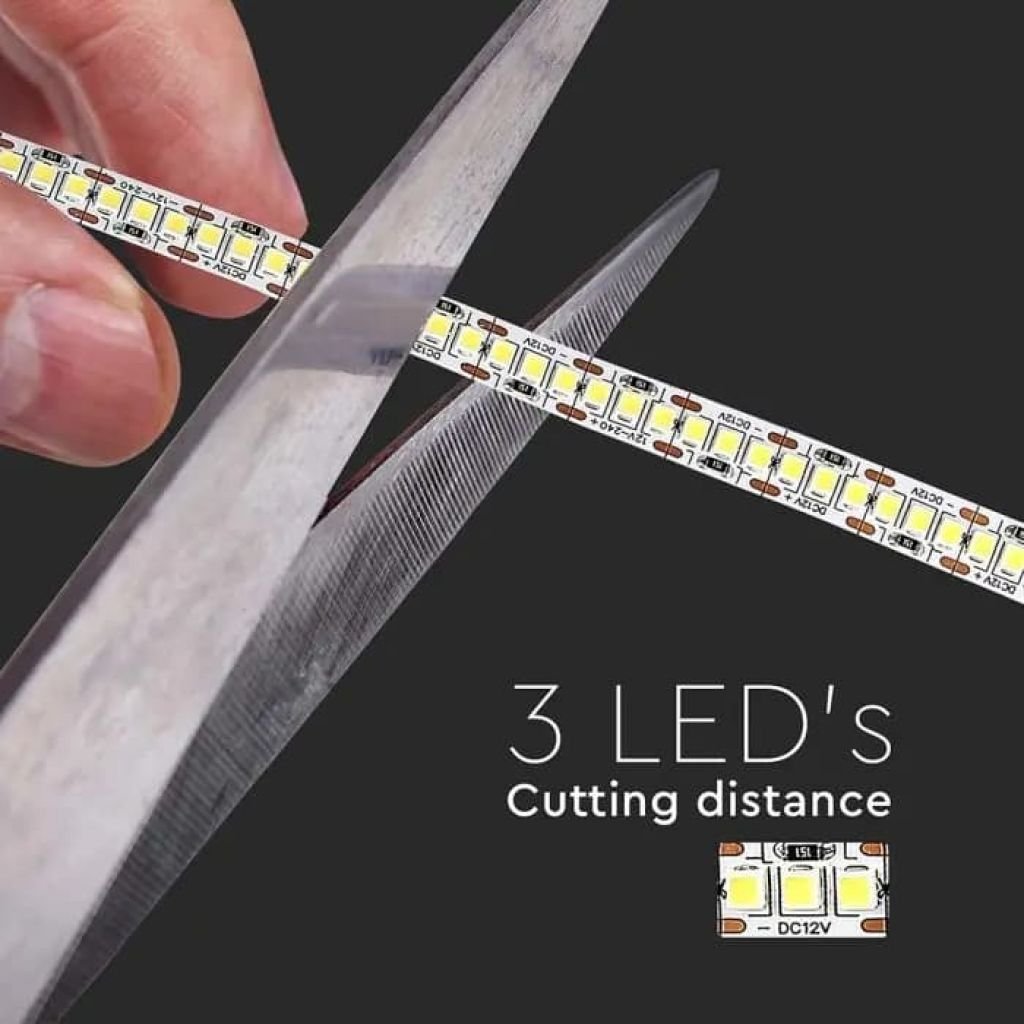 Striscia LED Flessibile 100W V - Tac SMD Monocolore 240 LED/metro 12V - Bobina 5 metri - Potenza 20 w/m - Elettrohub.it