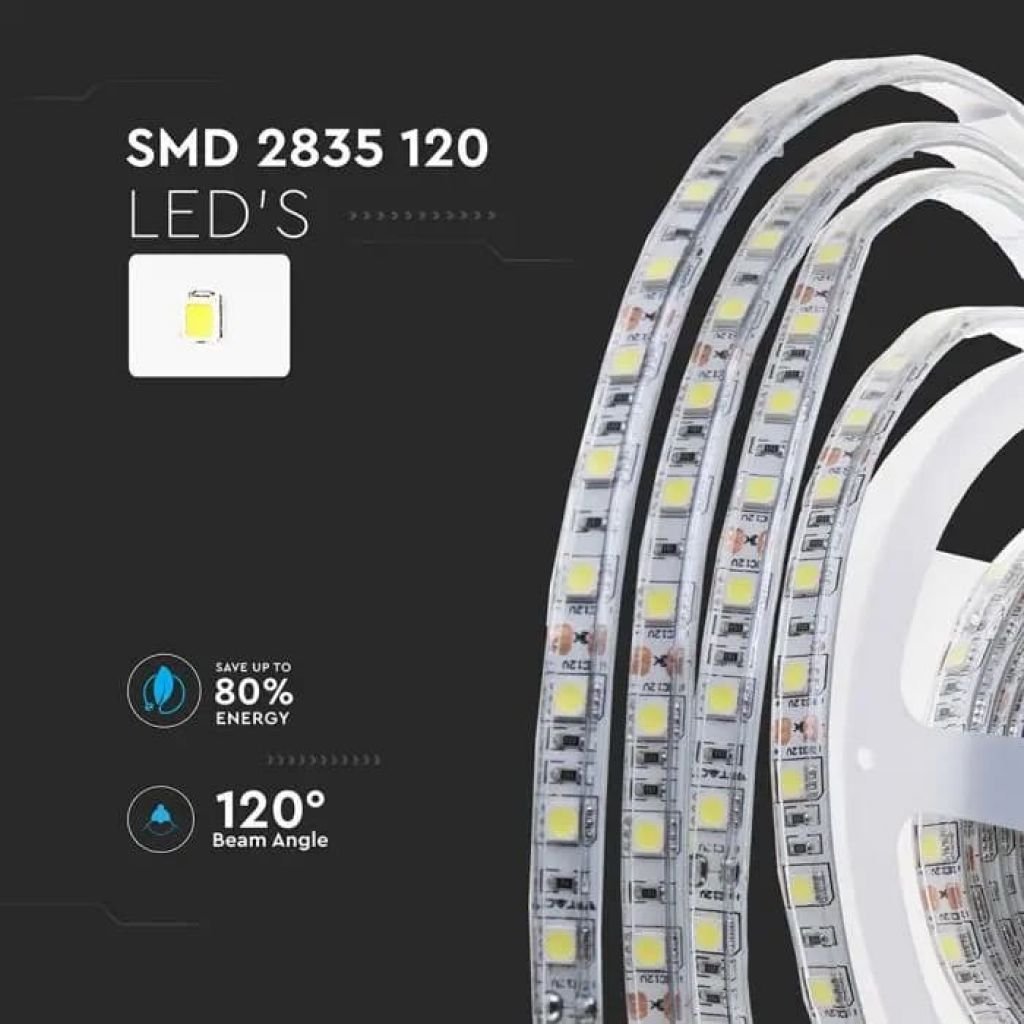 V - Tac Striscia LED Flessibile 80W SMD Monocolore 120 LED/metro IP65 24V - Potenza 8 w/m - Bobina 10 metri - Elettrohub.it