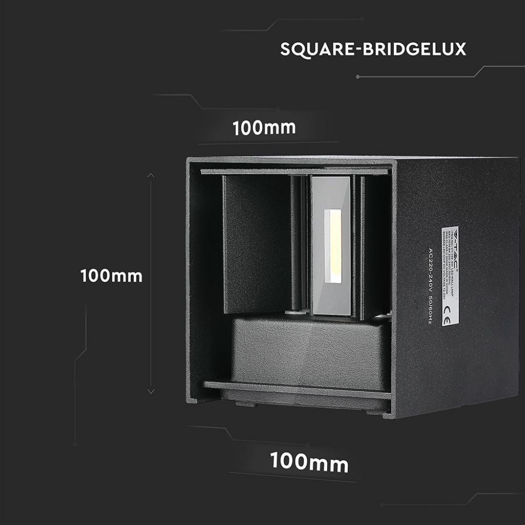 V-Tac Lampada LED da Muro 11W Wall Light Nera con Doppio LED SMD Applique IP65