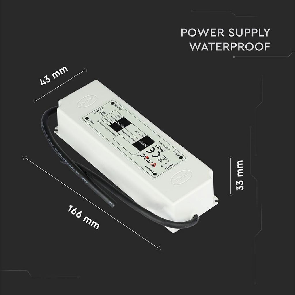 V-Tac Alimentatore 60W 12V Impermeabile IP67 a 1 Uscita con Cavi a Saldare