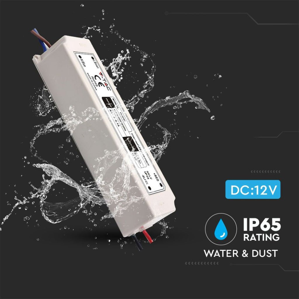 V - Tac Alimentatore 100W 12V Impermeabile IP67 a 1 Uscita con Cavi a Saldare - Elettrohub.it