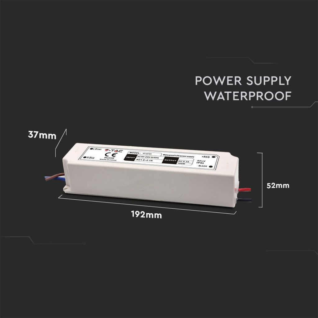 V-Tac Alimentatore 100W 12V Impermeabile IP67 a 1 Uscita con Cavi a Saldare