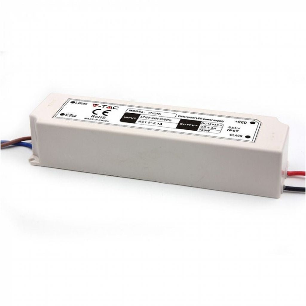 V - Tac Alimentatore 100W 12V Impermeabile IP67 a 1 Uscita con Cavi a Saldare - Elettrohub.it