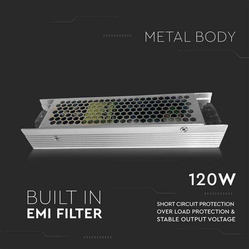 V-Tac Alimentatore a Tensione Costante 120W per LED 24V Filtro EMI e Protezione Sovraccarico e Cortocircuito -