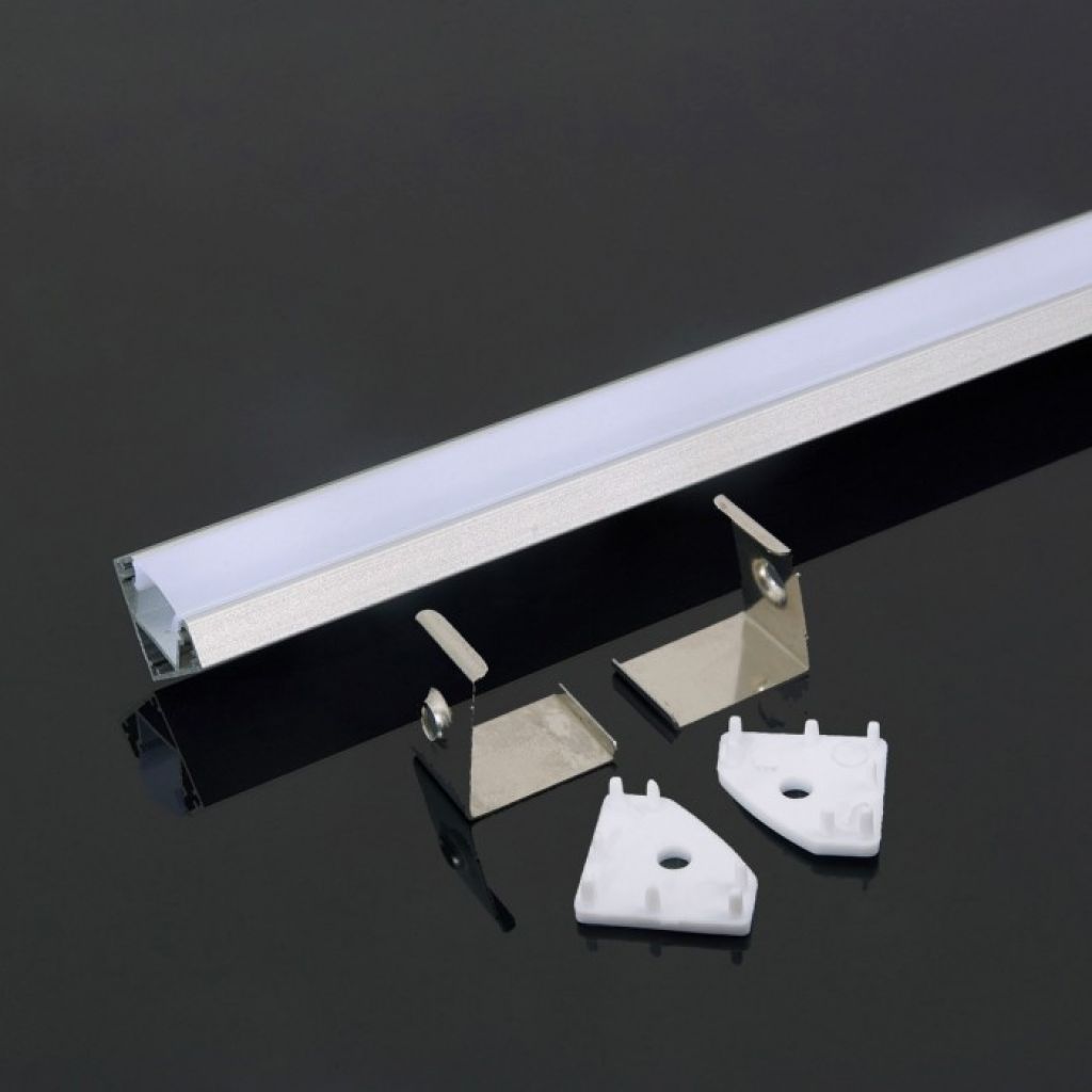 V-Tac PRO Profilo Angolare in Alluminio per Strisce LED a Superficie con Copertura Opaca Lunghezza 2 metri