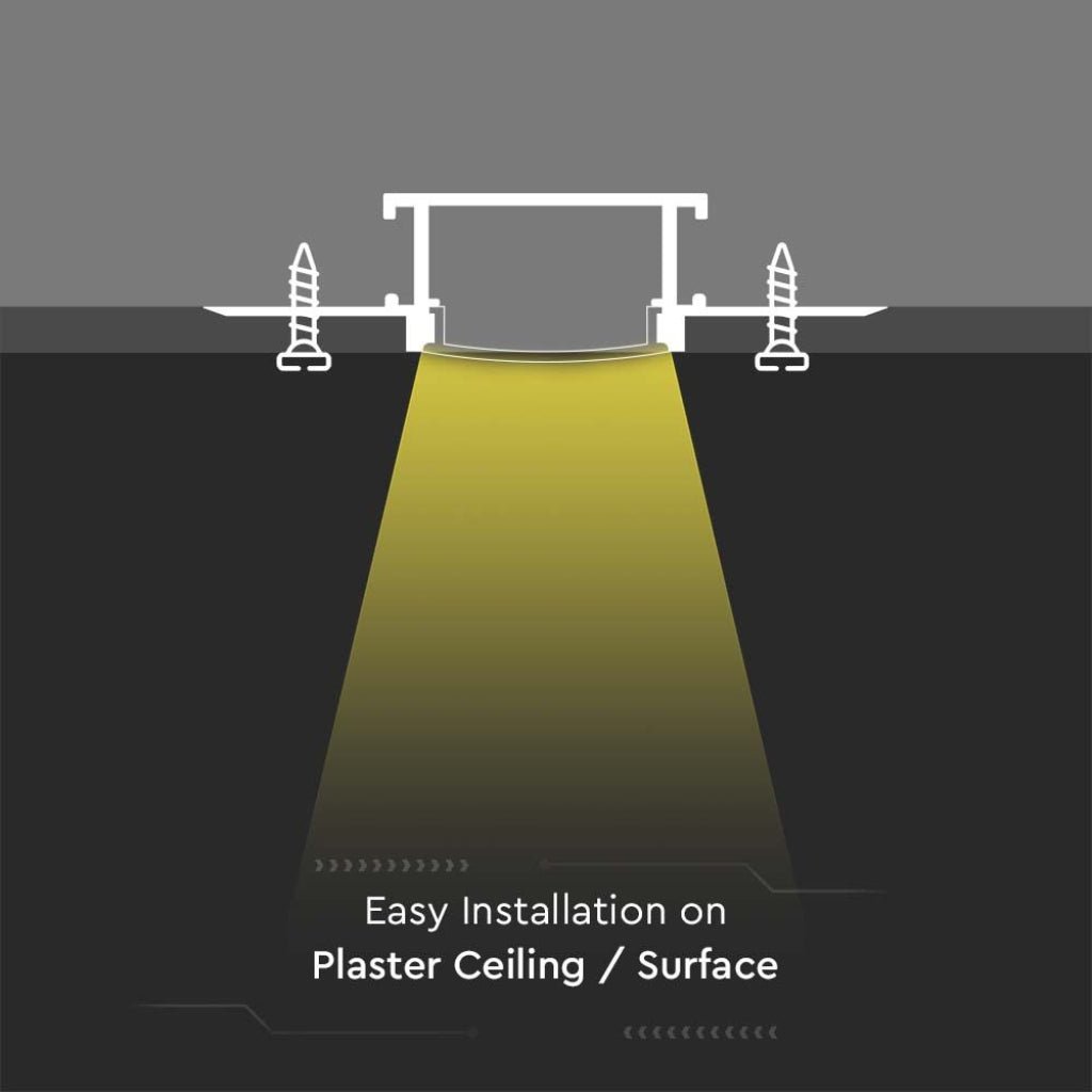 V - Tac Profilo Piatto Largo in Alluminio per Strisce LED a Scomparsa con Copertura Opaca Lunghezza 2 metri - Elettrohub.it