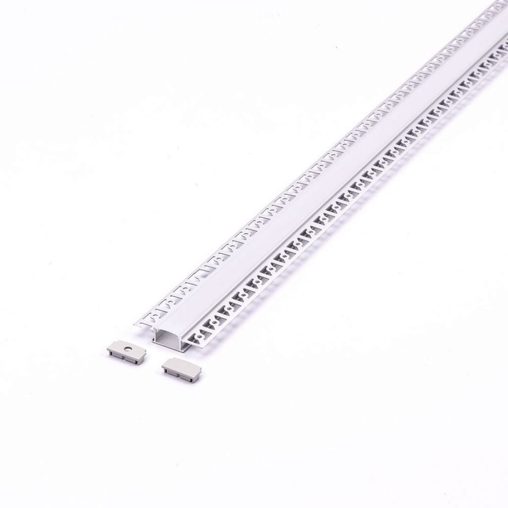 V - Tac Profilo Piatto Largo in Alluminio per Strisce LED a Scomparsa con Copertura Opaca Lunghezza 2 metri - Elettrohub.it
