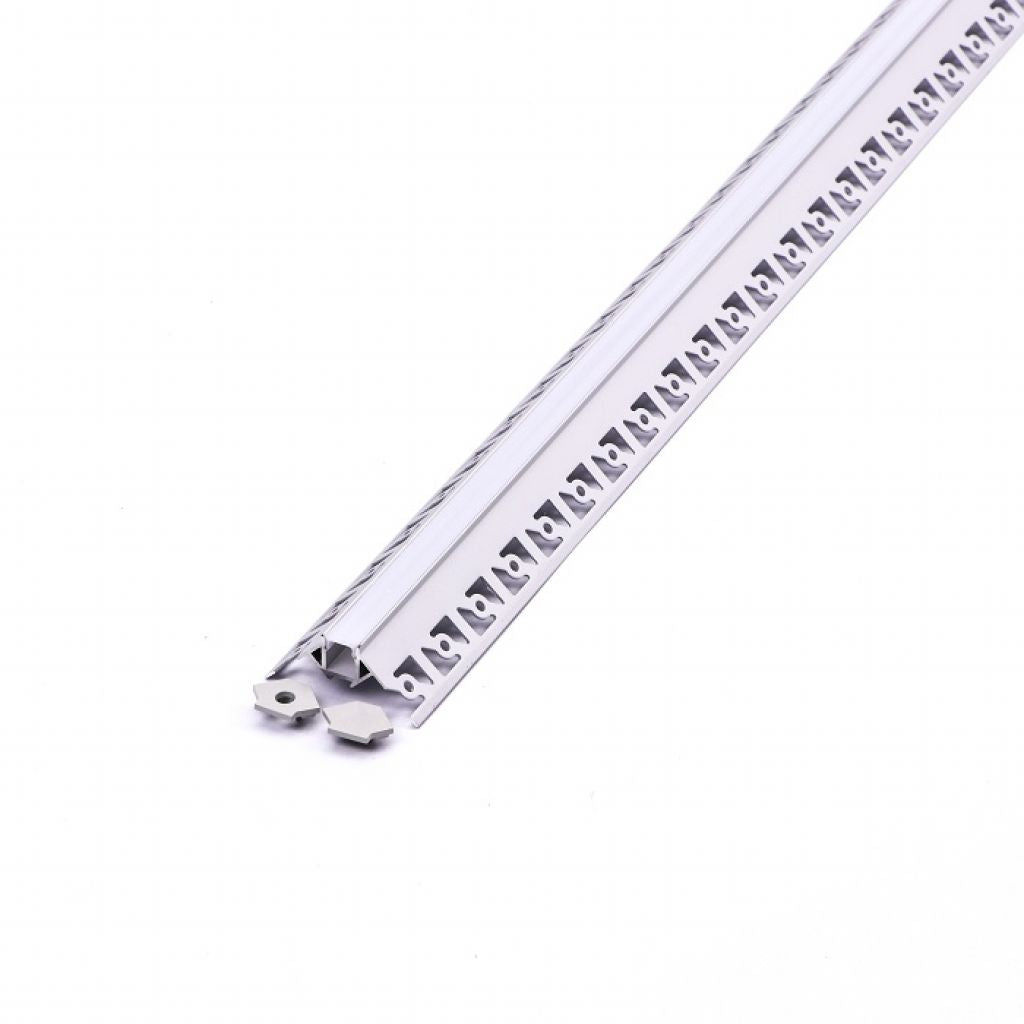 V-Tac Profilo Angolare Slim in Alluminio per Strisce LED a Scomparsa con Copertura Opaca Lunghezza 2 metri