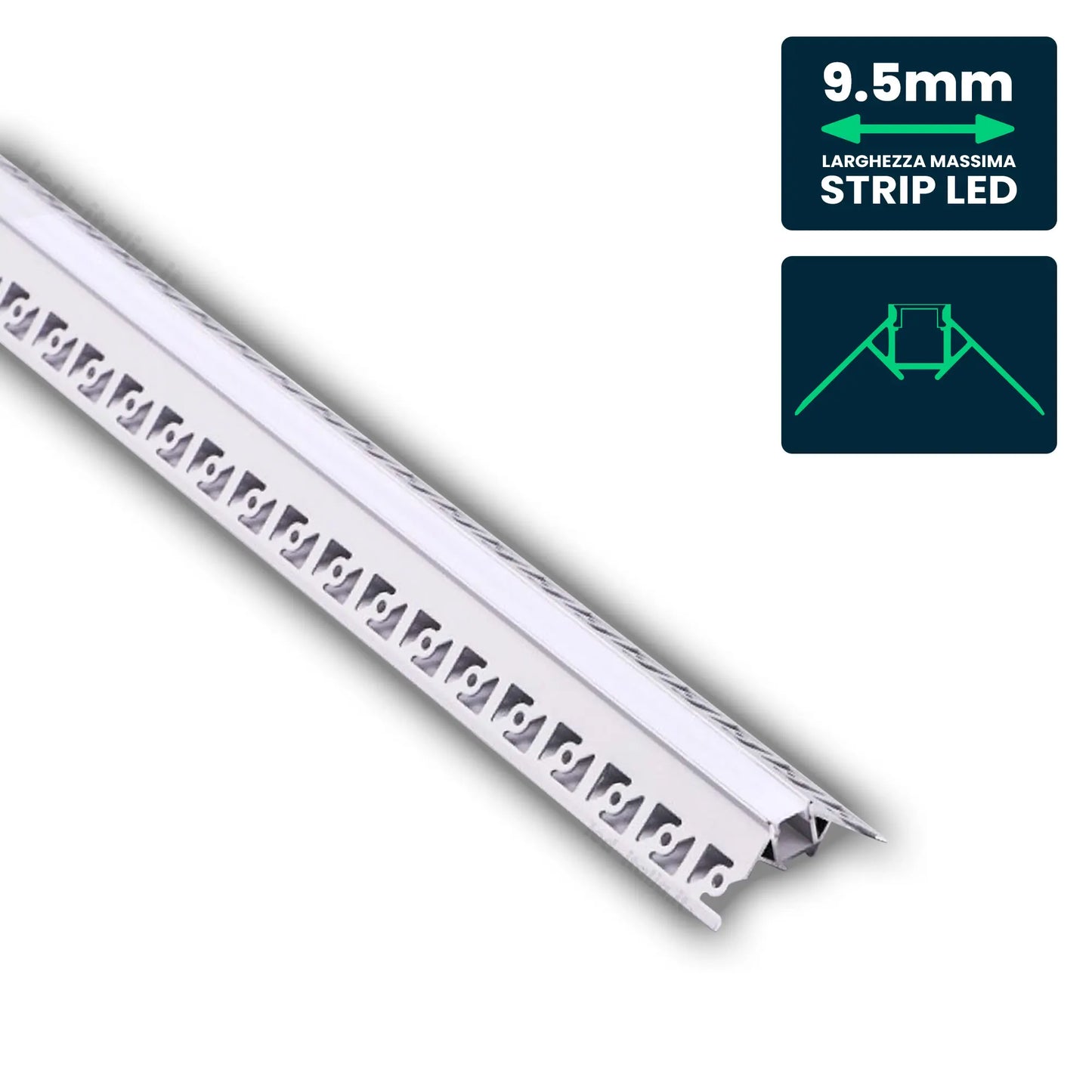 V-Tac Profilo Angolare Slim in Alluminio per Strisce LED a Scomparsa con Copertura Opaca Lunghezza 2 metri