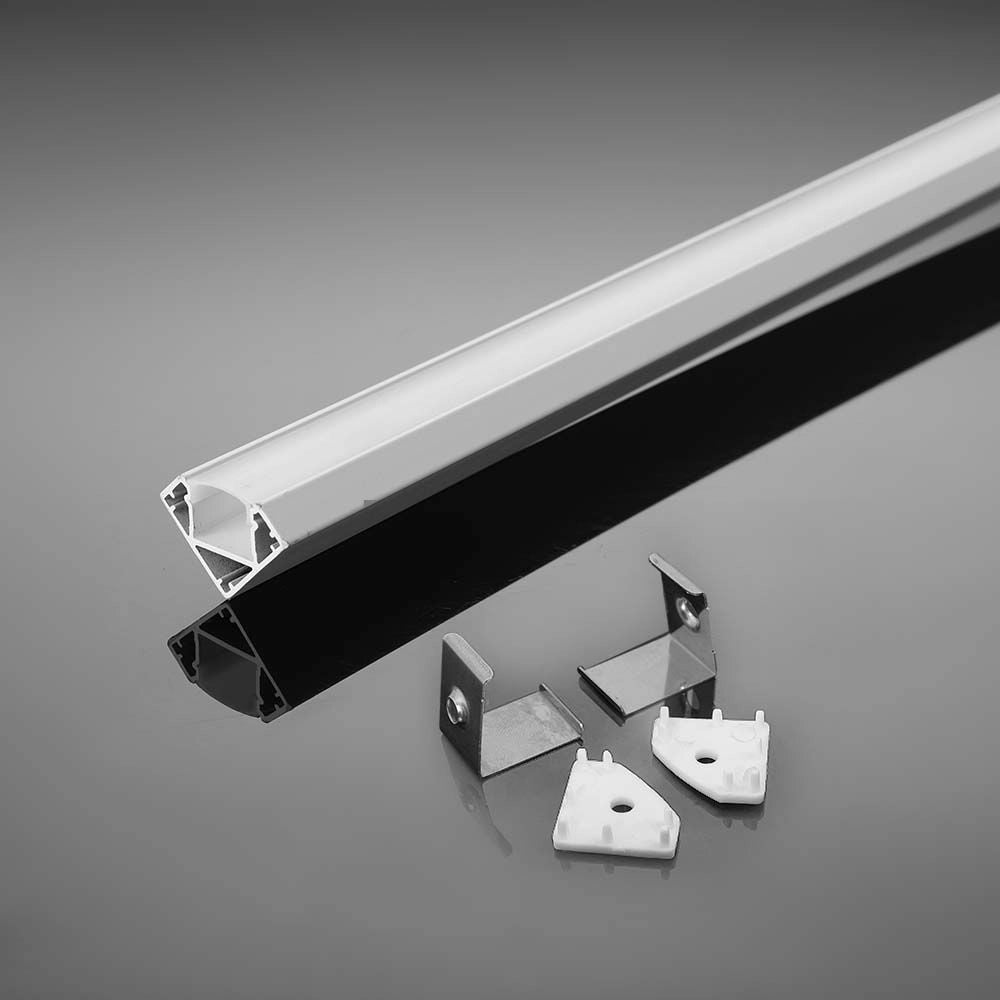 V-Tac PRO Profilo Angolare in Alluminio Bianco per Strisce LED a Superficie con Copertura Opaca 2 metri