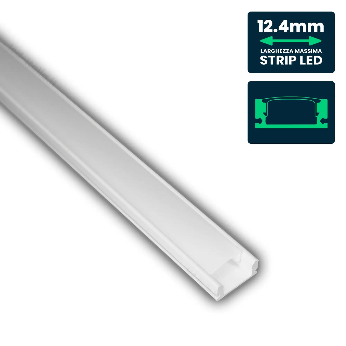 V-Tac PRO Profilo Piatto in Alluminio Bianco per Strisce LED a Superficie con Copertura Opaca Lunghezza 2 metri