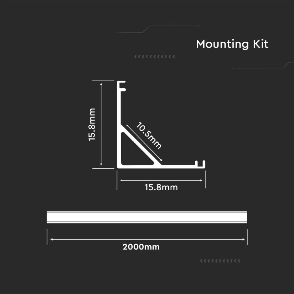 V-Tac ECO Profilo Angolare in Alluminio Bianco per Strisce LED a Superficie con Copertura Opaca 2 metri