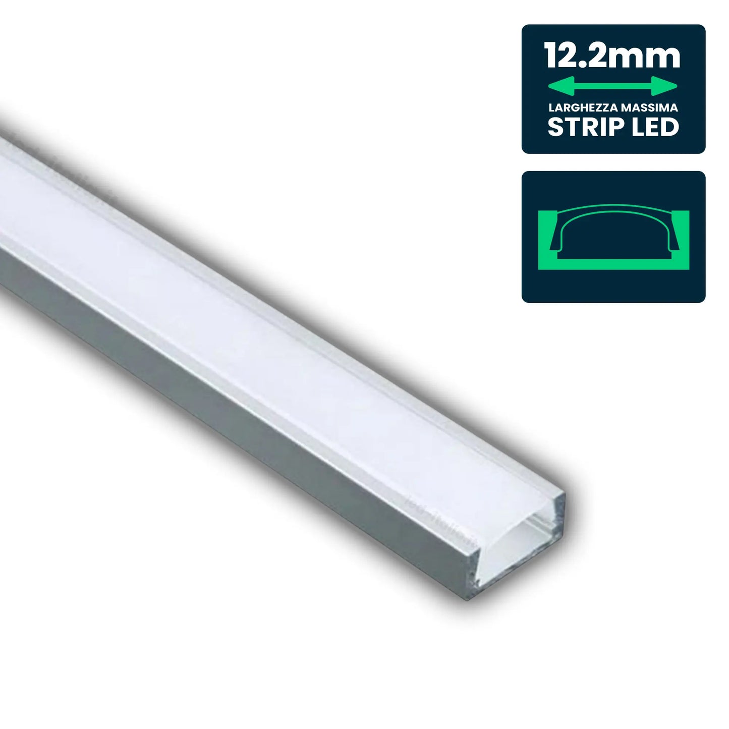 V-TAC ECO Profilo Piatto in Alluminio per Strisce LED a Superficie con Copertura Opaca Lunghezza 2 metri