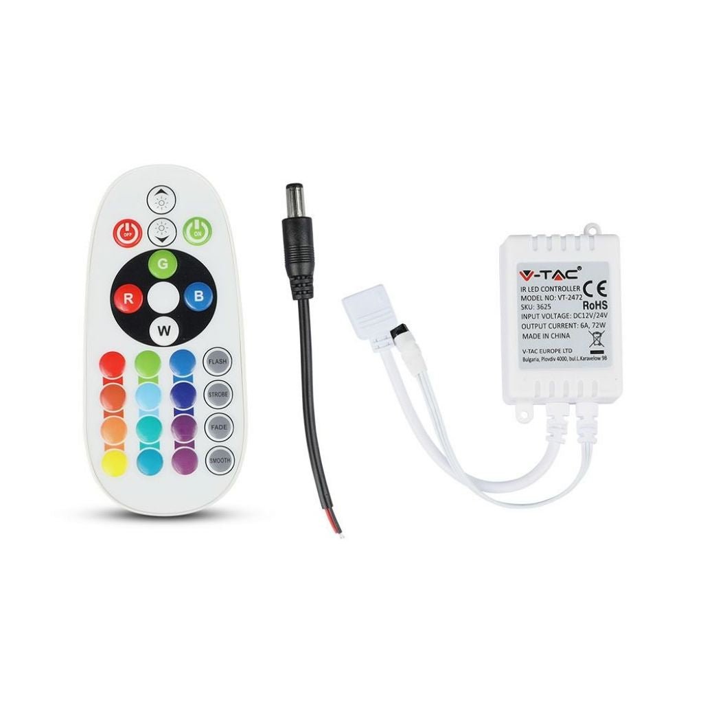 V - Tac Controller per Strisce LED RGB 4 Pin con Telecomando 24 Tasti - Elettrohub.it