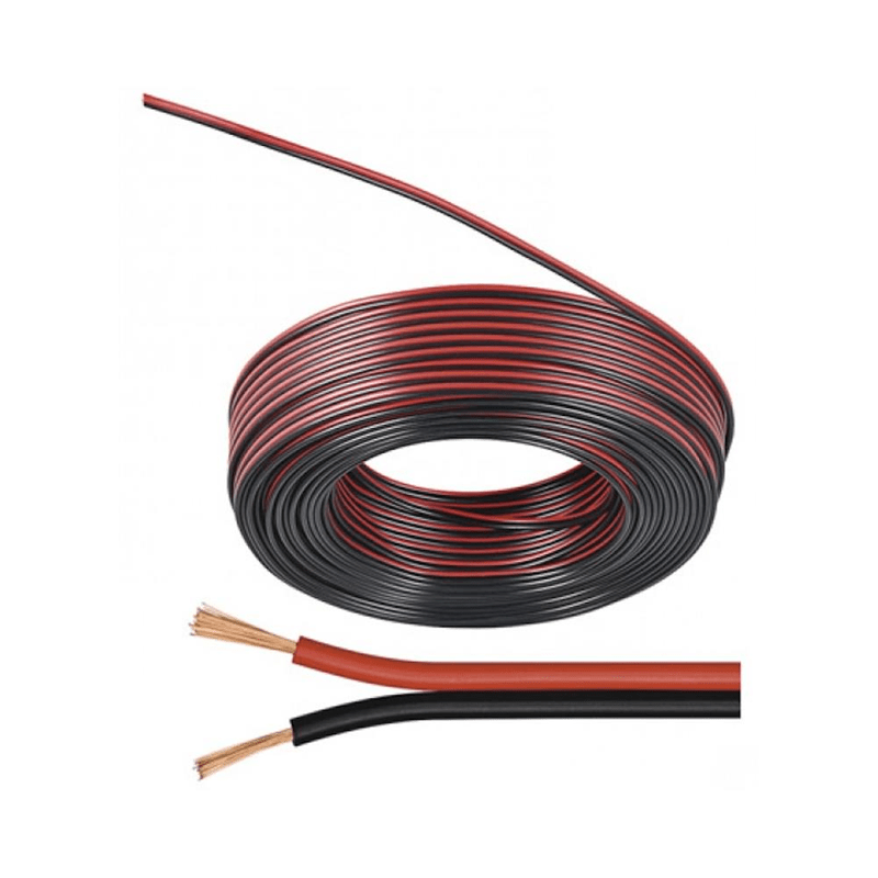 Cavo per casse acustiche 2x0.50 2 fili rosso e nero - Vendita a matassa da 100 metri - Elettrohub.it
