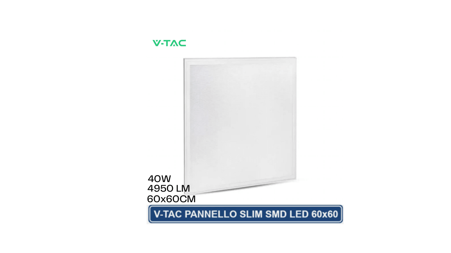Pannello LED Quadrato 60x60 40W V - Tac SMD con Driver - Disponibile Luce: Calda 3000K, Naturale 4000K e Fredda 6500K. - Elettrohub.it