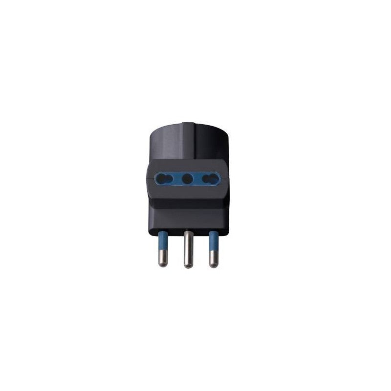 Adattatore Triplo con 1 Presa Centrale Schuko + 10A 2P+T e 2 Laterali 10/16A 2P+T Colore Nero