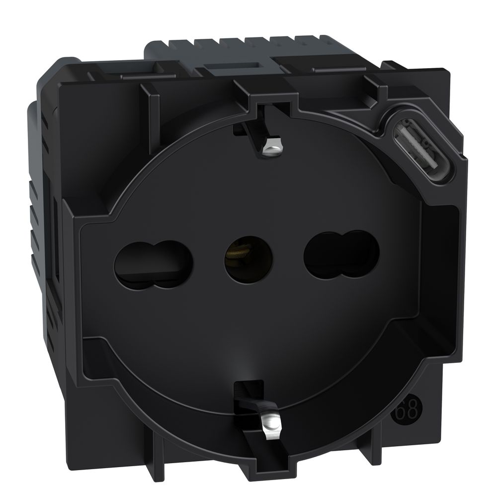Bticino Living Now Presa standard Italia P40 con caricatore USB integrato Nero KG4140A16USB