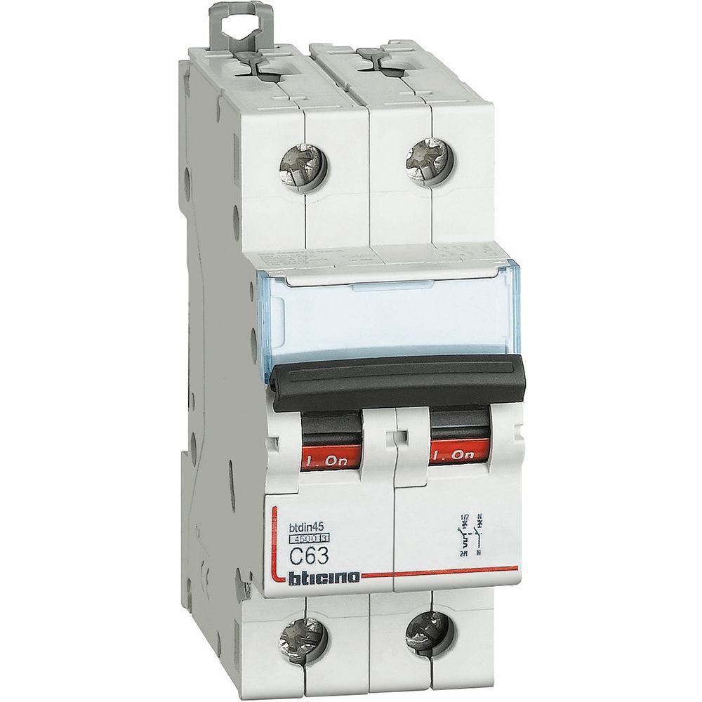 Interruttore magnetotermico bticino 2p c63 2 moduli DIN 4500a - Elettrohub.it