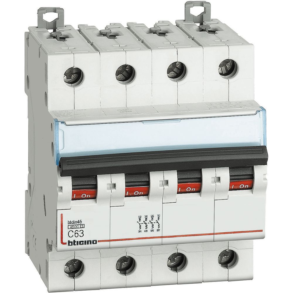 Interruttore magnetotermico bticino 4P 63a 4.5ka curva c - 4 moduli DIN 400 vac - FA84C63 - Elettrohub.it