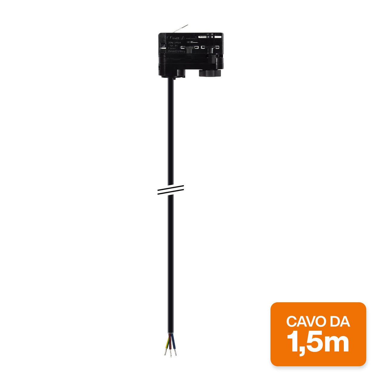 Connettore per Binario Trifase con Cavo 1.5m Nero