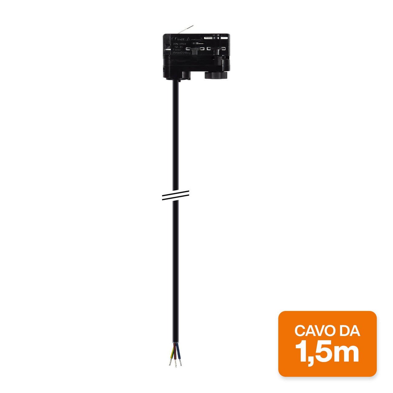 Connettore per Binario Trifase con Cavo 1.5m Nero - Elettrohub.it