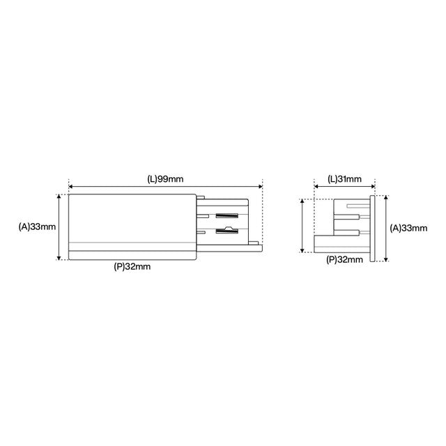 Kit Connettore di Alimentazione DX e Tappo Terminale Trifase, Bianco