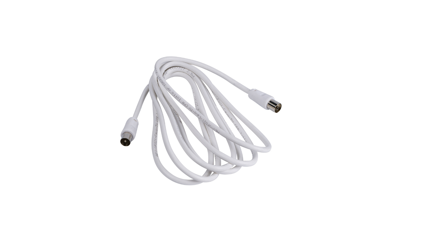 Cavo antenna TV bianco 2,5 m maschio / femmina