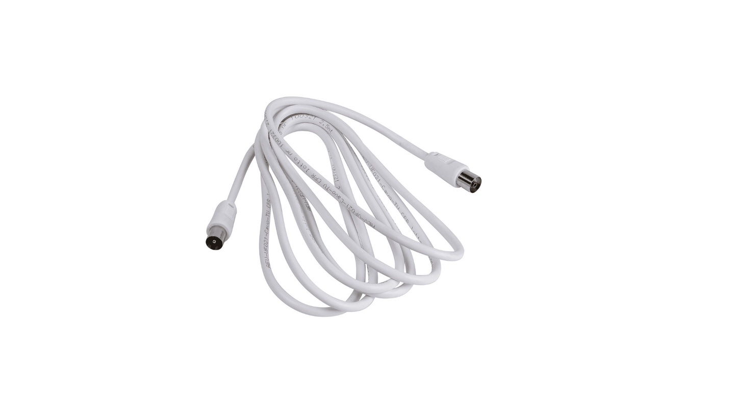 Cavo antenna TV bianco 2,5 m maschio / femmina - Elettrohub.it