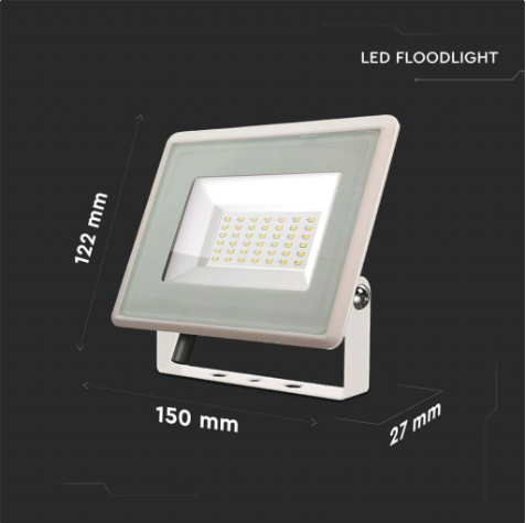 Faro LED Floodlight 30W V-TAC SMD Slim IP65 Bianco - Disponibile Luce: Calda 3000K, Naturale 4000K e Fredda 6500K