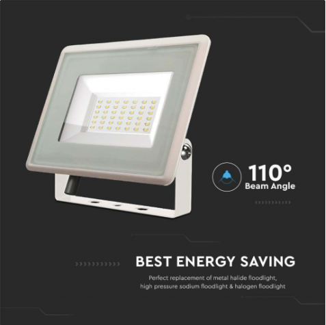 Faro LED Floodlight 30W V-TAC SMD Slim IP65 Bianco - Disponibile Luce: Calda 3000K, Naturale 4000K e Fredda 6500K