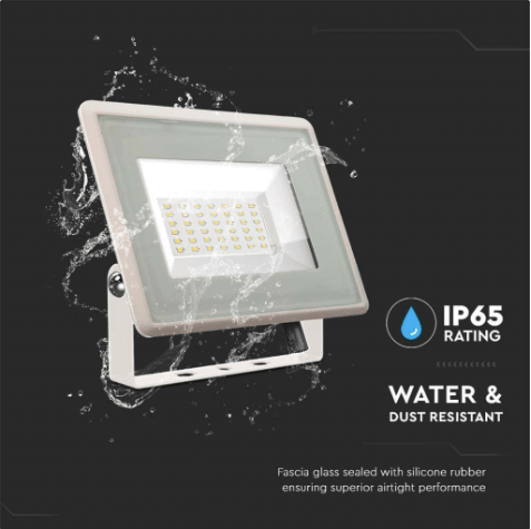 Faro LED Floodlight 30W V - TAC SMD Slim IP65 Bianco - Disponibile Luce: Calda 3000K, Naturale 4000K e Fredda 6500K - Elettrohub.it