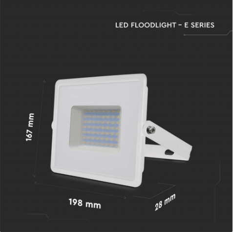 Faro LED Floodlight 50W V - TAC SMD Slim IP65 Bianco - Disponibile Luce: Calda 3000K, Naturale 4000K e Fredda 6500K - Elettrohub.it