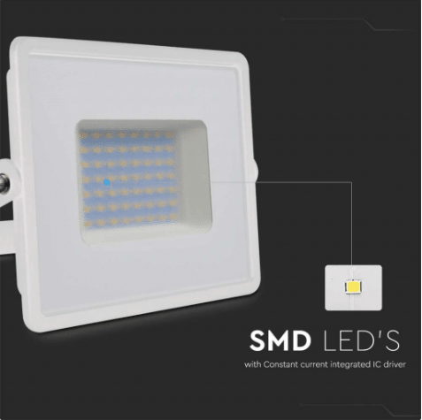 Faro LED Floodlight 50W V - TAC SMD Slim IP65 Bianco - Disponibile Luce: Calda 3000K, Naturale 4000K e Fredda 6500K - Elettrohub.it