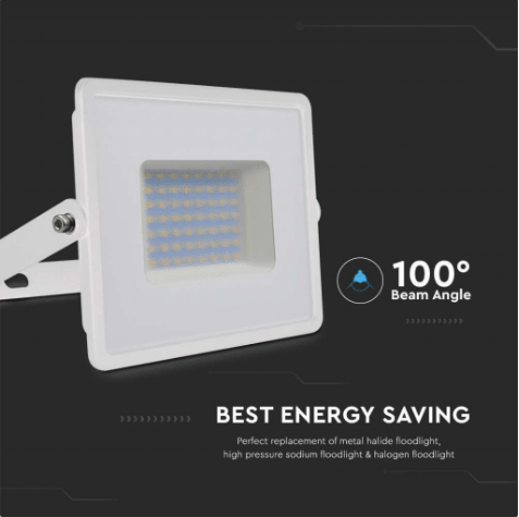 Faro LED Floodlight 50W V - TAC SMD Slim IP65 Bianco - Disponibile Luce: Calda 3000K, Naturale 4000K e Fredda 6500K - Elettrohub.it