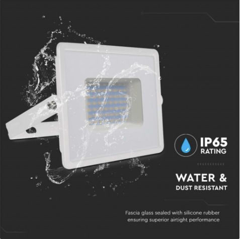 Faro LED Floodlight 50W V - TAC SMD Slim IP65 Bianco - Disponibile Luce: Calda 3000K, Naturale 4000K e Fredda 6500K - Elettrohub.it