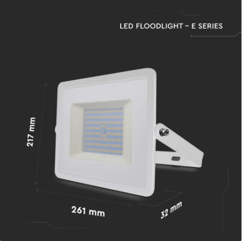 Faro LED Floodlight 100W V - TAC SMD Slim IP65 Bianco - Disponibile Luce: Calda 3000K, Naturale 4000K e Fredda 6500K - Elettrohub.it