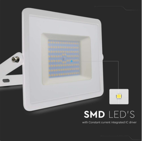 Faro LED Floodlight 100W V-TAC SMD Slim IP65 Bianco - Disponibile Luce: Calda 3000K, Naturale 4000K e Fredda 6500K