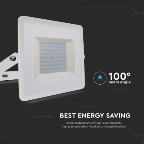 Faro LED Floodlight 100W V-TAC SMD Slim IP65 Bianco - Disponibile Luce: Calda 3000K, Naturale 4000K e Fredda 6500K