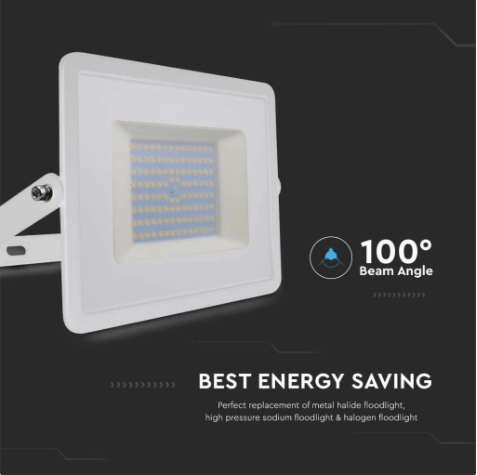 Faro LED Floodlight 100W V - TAC SMD Slim IP65 Bianco - Disponibile Luce: Calda 3000K, Naturale 4000K e Fredda 6500K - Elettrohub.it