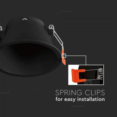 V - Tac Portafaretto Rotondo Fisso da Incasso per Lampadine GU10 Nero - Elettrohub.it
