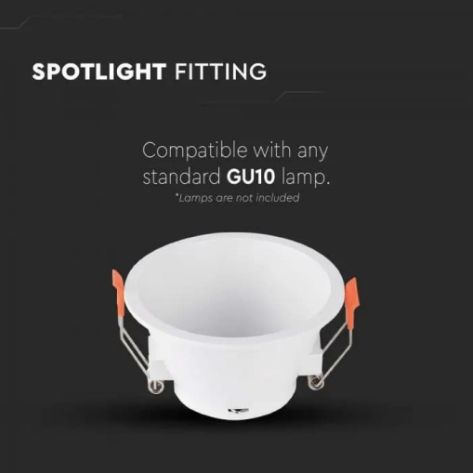 Portafaretto Rotondo Fisso da Incasso per Lampadine GU10 Bianco