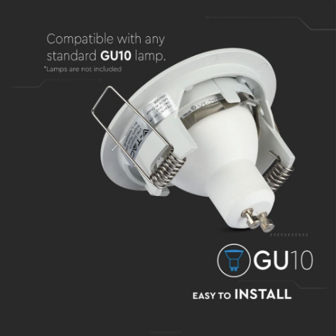 Portafaretto rotondo, da incasso e orientabile, per Lampadine GU10 e GU5.3