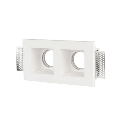 V - Tac Portafaretto Doppio Rettangolare, da Incasso, in Gesso per Lampadine GU10 e GU5.3 - Elettrohub.it