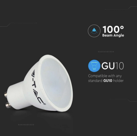 LAMPADINA LED GU10 4.5W V-TAC - Disponibile Luce: Calda 3000K - Naturale 4000K - Fredda 6500K