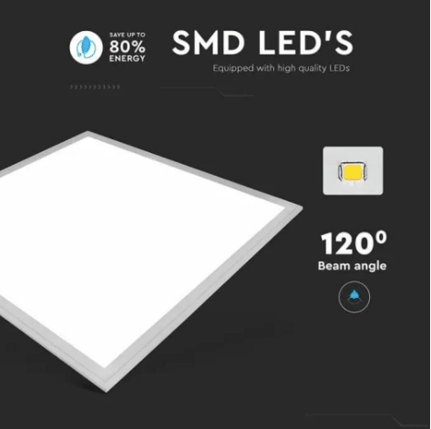 Pannello LED Quadrato 60x60 40W V - Tac SMD con Driver - Disponibile Luce: Calda 3000K, Naturale 4000K e Fredda 6500K. - Elettrohub.it